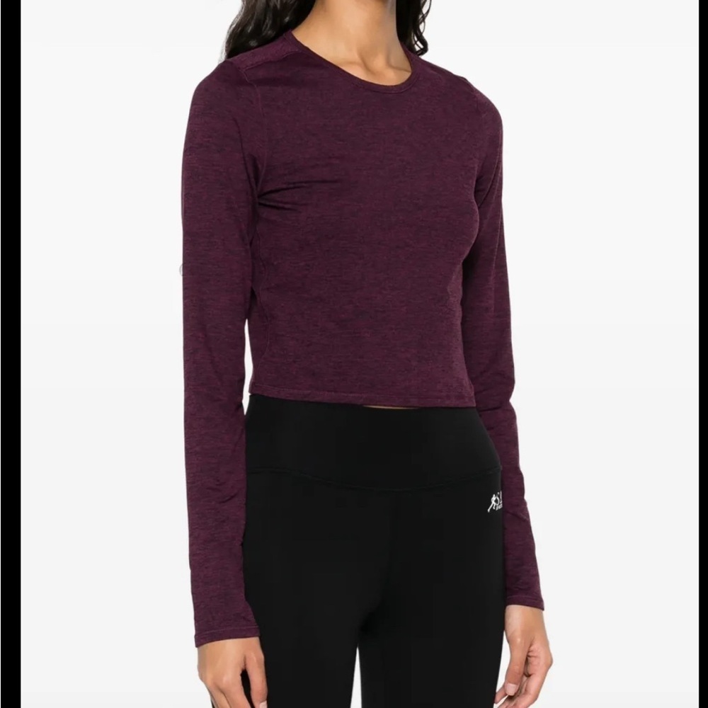 Girlfriend Collective Plum ReSet Cropped Long Sleeve Top, Large